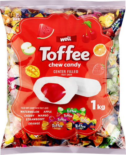 Конфеты жевательные TOFFEE с начинкой микс, 1кг, картинка