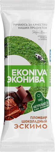 Мороженое ЭКОНИВА Пломбир шоколадный в шоколаде 12%, без змж, эскимо, 80г, картинка