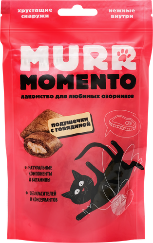 Лакомство для кошек MURR MOMENTO Подушечки с говядиной, 60г, фотография