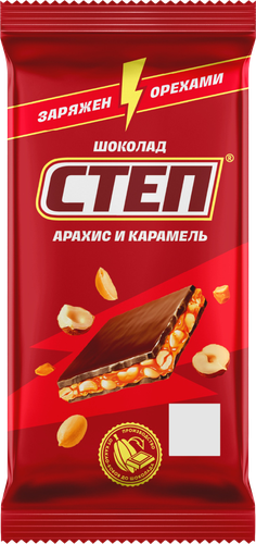 Шоколад СТЕП с арахисом и карамелью, 80г, картинка