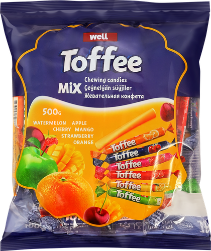 Конфеты жевательные TOFFEE Stick с начинкой микс, 500г, детальное фото