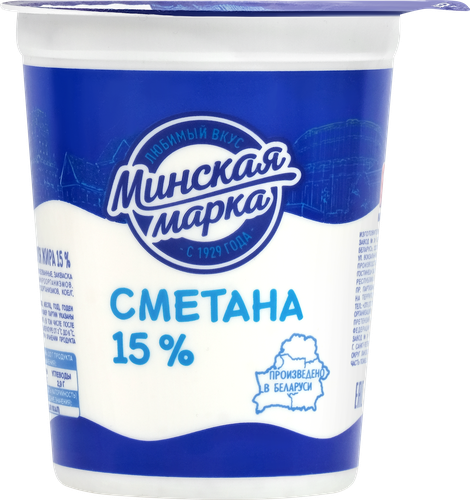 Сметана МИНСКАЯ МАРКА 15%, без змж, 380г, фотография