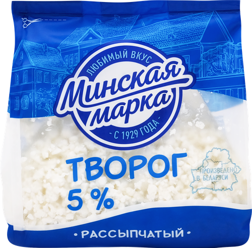 Творог рассыпчатый МИНСКАЯ МАРКА 5%, без змж, 350г, крупный план