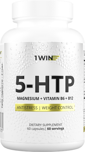 Биологически активная добавка 1WIN 5-HTP с магнием и витаминами группы В, в капсулах, 60шт, крупный план