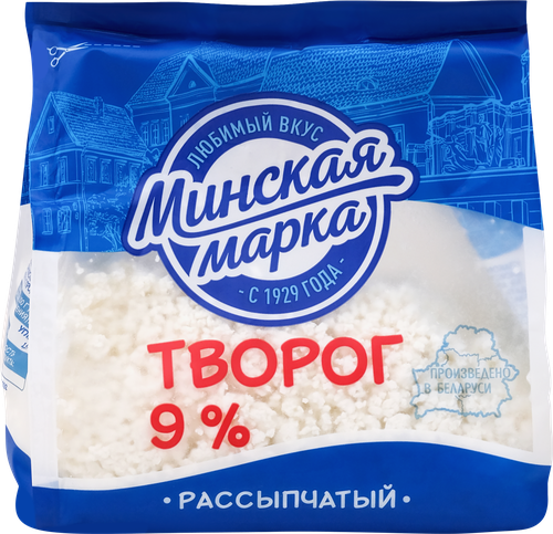 Творог рассыпчатый МИНСКАЯ МАРКА 9%, без змж, 350г, детальное фото