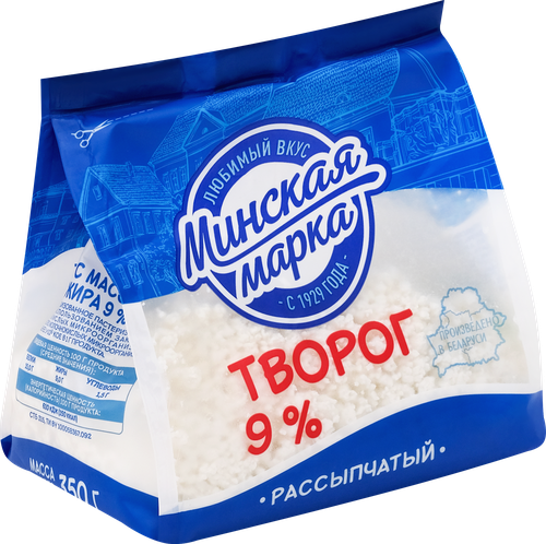 Творог рассыпчатый МИНСКАЯ МАРКА 9%, без змж, 350г, детальное фото