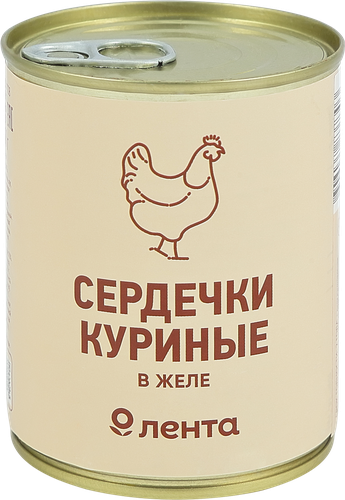 Сердечки куриные ЛЕНТА в желе, 350г, вид