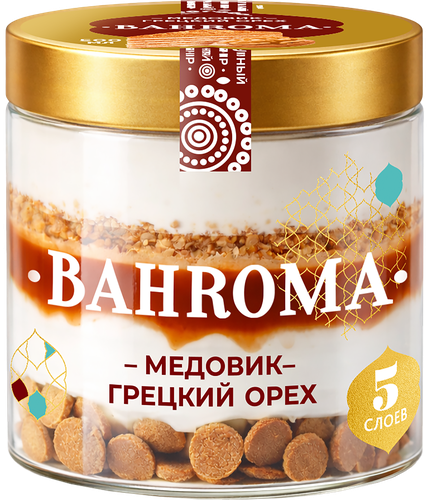 Мороженое BAHROMA Медовик и грецкий орех, пломбир, без змж, пластиковая банка, 320г, фотография