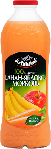 Нектар ARTSHANI Банан, яблоко, морковь с мякотью, с 3 лет, 1л, вид
