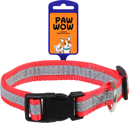 Ошейник PAW WOW синтетический светоотражающий 30–42см, черный, крупный план