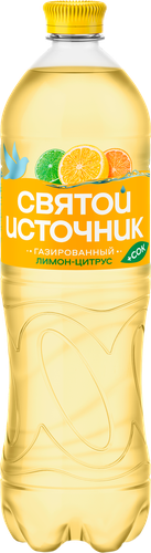 Вода+Сок СВЯТОЙ ИСТОЧНИК Вода Лимон-цитрус, газированная, 1л, картинка