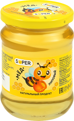 Мед липовый SUPER Цветочный натуральный, 350г, детальное фото