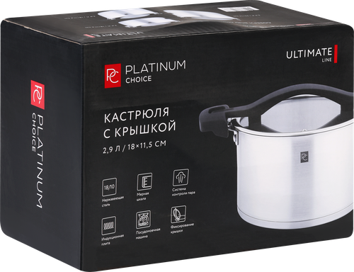 Кастрюля PLATINUM CHOICE Ultimate, нержавеющая сталь, 2.9л, Арт. LF-B21-18C, фото