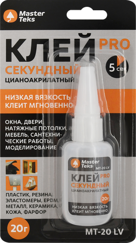 Супер-клей MASTERTEKS Pro секундный, Арт. 9782179, 20г, детальное фото