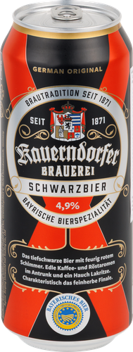 Пиво темное KAUERNDORFER Schwarzbier фильтрованное пастеризованное 4,9%, 0,5л, крупный план