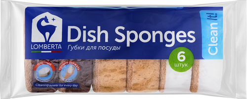Губки кухонные LOMBERTA крупнопористые овальные, 9,5х6,5х3,2см, Арт. 724452, 6шт, детальное фото