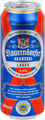 Пиво светлое KAUERNDORFER Lager фильтрованное пастеризованное 5,4%, 0,5л, изображение