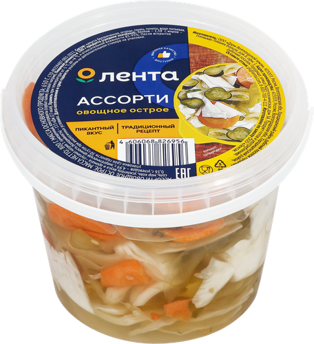 Ассорти овощное ЛЕНТА острое, 800г, фотография
