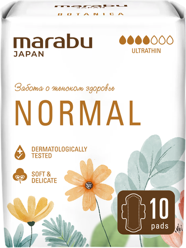Прокладки MARABU Botanica Нормал 4 капли, 10шт, картинка
