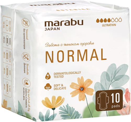 Прокладки MARABU Botanica Нормал 4 капли, 10шт, детальное фото