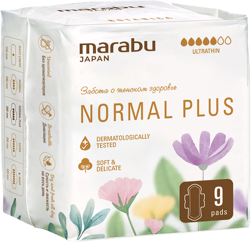 Прокладки MARABU Botanica Нормал плюс 5 капель, 9шт, детальное фото