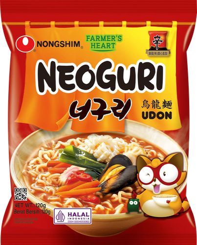 Лапша NONGSHIM Неогури с морепродуктами, острая, 120г, крупный план