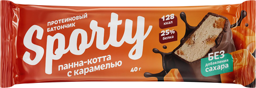 Батончик протеиновый SPORTY Панна-котта с карамелью, глазированный, 40г, фото