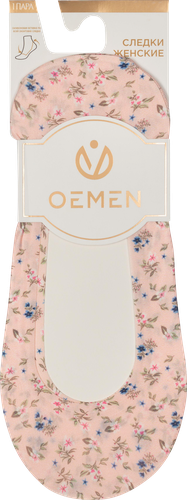 Подследники женские OEMEN с силиконовой вставкой на пятке, розовые с рисунком, Арт. PW656, фотография