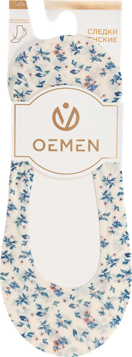 Подследники женские OEMEN с силиконовой вставкой на пятке, молочные с рисунком, Арт. PW656, вид