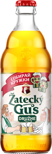 Пиво светлое ZATECKY GUS Druzhe пастеризованное 4,3%, 0,45л, крупный план
