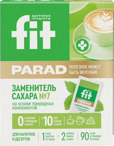 Заменитель сахара FITPARAD №7 0 кКал, в саше, 90х1г, детальное фото