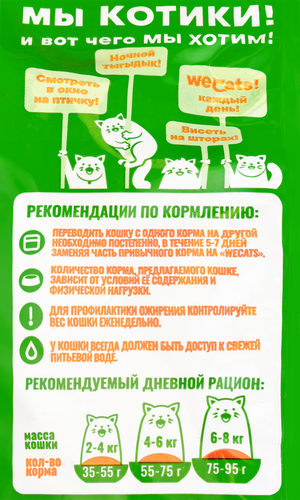 Корм сухой для взрослых кошек WECATS с курицей, полнорационный, 800г, крупный план