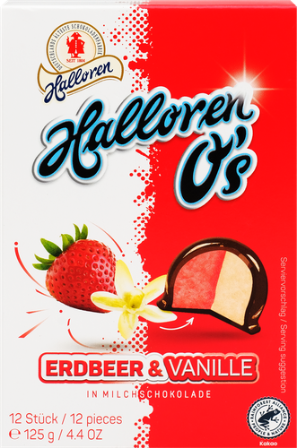 Конфеты шоколадные HALLOREN Erdbeer & Vanille, со вкусом клубники и ванили, 125г, фотография