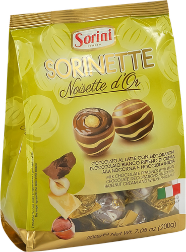 Конфеты HDI Noisette D'or пралине с ореховым кремом и цельным фундуком, 200г, фото