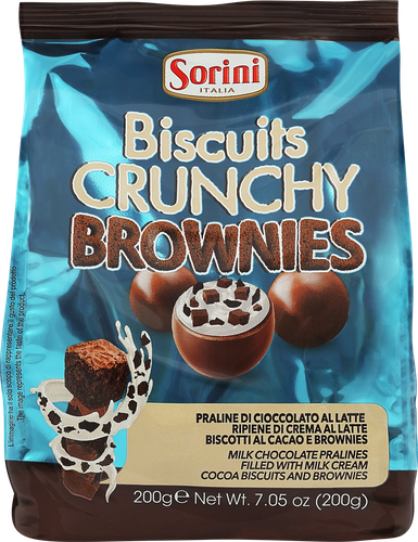 Конфеты HDI Biscuit Crunchy Brownies пралине с шоколадным печеньем, 200г, фото