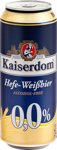 Пиво светлое безалкогольное KAISERDOM Hefe-Weissbier пастеризованное нефильтрованное неосветленное, 0.5л, картинка