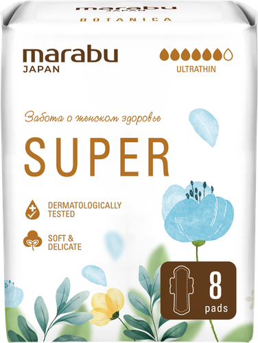 Прокладки MARABU Botanica Супер 6 капель, 8шт, картинка