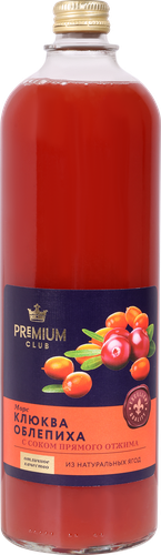 Морс PREMIUM СLUB Клюква, облепиха, 0.98л, крупный план