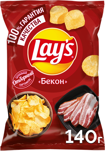 Чипсы картофельные LAY'S Бекон, 140г, картинка