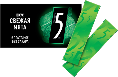 Жевательная резинка FIVE Свежая мята, без сахара, 15,6г, картинка