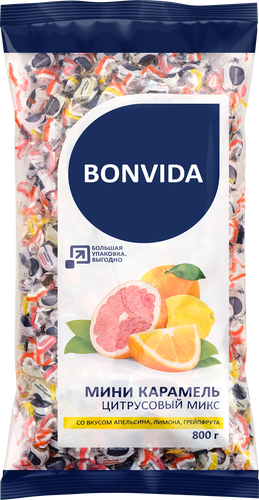 Мини-карамель леденцовая BONVIDA Цитрусовый микс, 800г, фото
