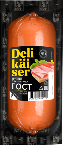 Ветчина DELIKAISER Для завтрака ГОСТ, 350г, вид