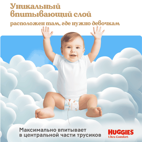 Подгузники-трусики для девочек HUGGIES Ultra Comfort 3 6–11кг, 54шт, фотография