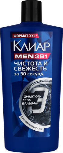 Шампунь-бальзам-ополаскиватель мужской КЛИАР MEN Свежесть 3в1, 650мл, фото