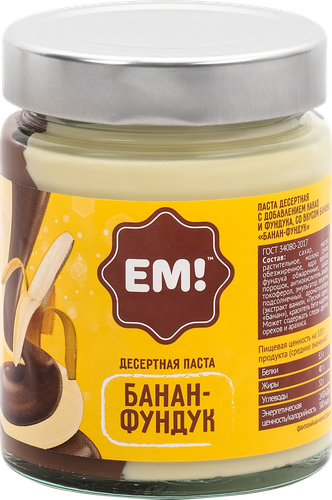 Паста шоколадная десертная ЕМ банан-фундук, 230г, картинка