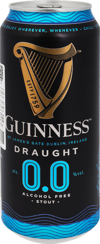 Напиток пивной безалкогольный темный GUINNESS Draught фильтрованный 0.44л, картинка