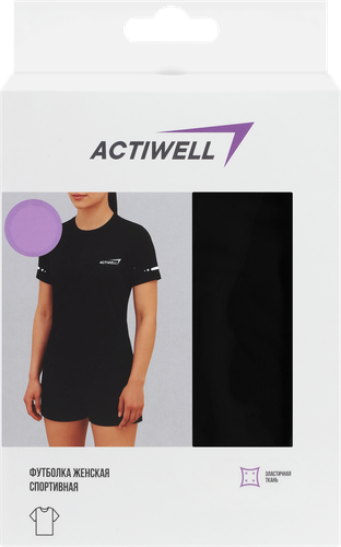 Футболка спортивная женская ACTIWELL черная, Арт. AW25202-02, фото