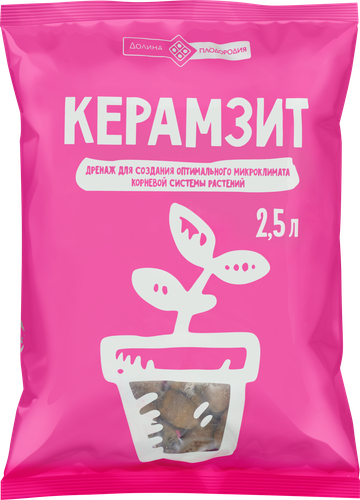 Керамзит ДОЛИНА ПЛОДОРОДИЯ 100% средний, 2.5л, фотография