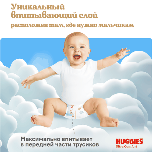 Подгузники-трусики для мальчиков HUGGIES Ultra Comfort 4 9–14кг, 46шт, картинка