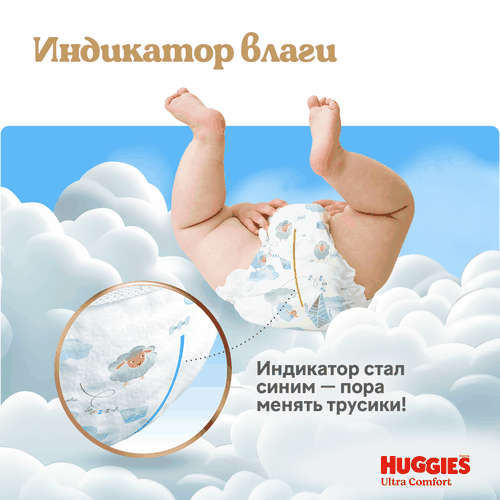 Подгузники-трусики для мальчиков HUGGIES Ultra Comfort 4 9–14кг, 46шт, детальное фото